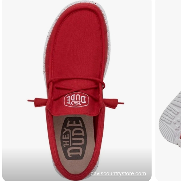 Hey Dude Wally Slub Canvas- Red - Picture 4 of 5